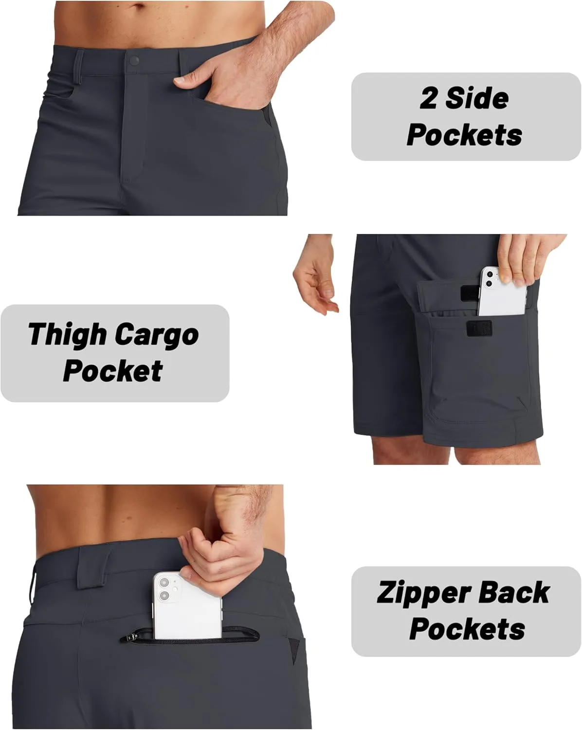 EKLENTSON Mens Outdoor Hiking Shorts Lightweight Quick Dry Casual Cargo Shorts Water Resistant with Pockets 10" Inseam