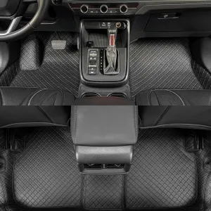EKR Customized Car Floor Mat for 95% Sedans/Sports Cars/SUVs, Full Coverage Leather Car Floor Mats, Non-Slip Personalized Floor Mats(Black Diamond Pattern)