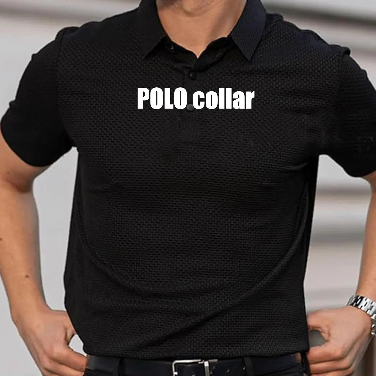 Elavure - The Prestigio Polo Shirt, Men's Short Sleeve Stretch Pique Polo, Quick-Dry Slim Fit Shirt