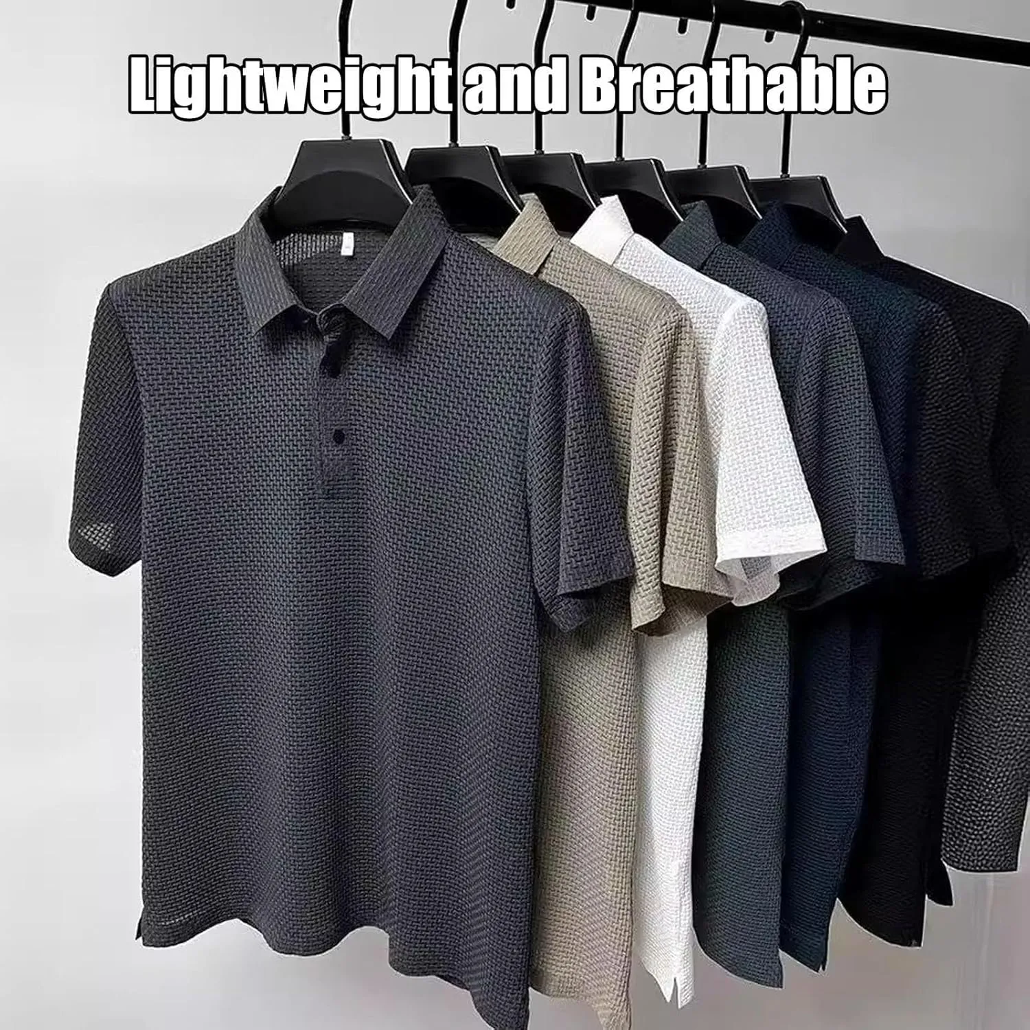 Elavure - The Prestigio Polo Shirt, Men's Short Sleeve Stretch Pique Polo, Quick-Dry Slim Fit Shirt