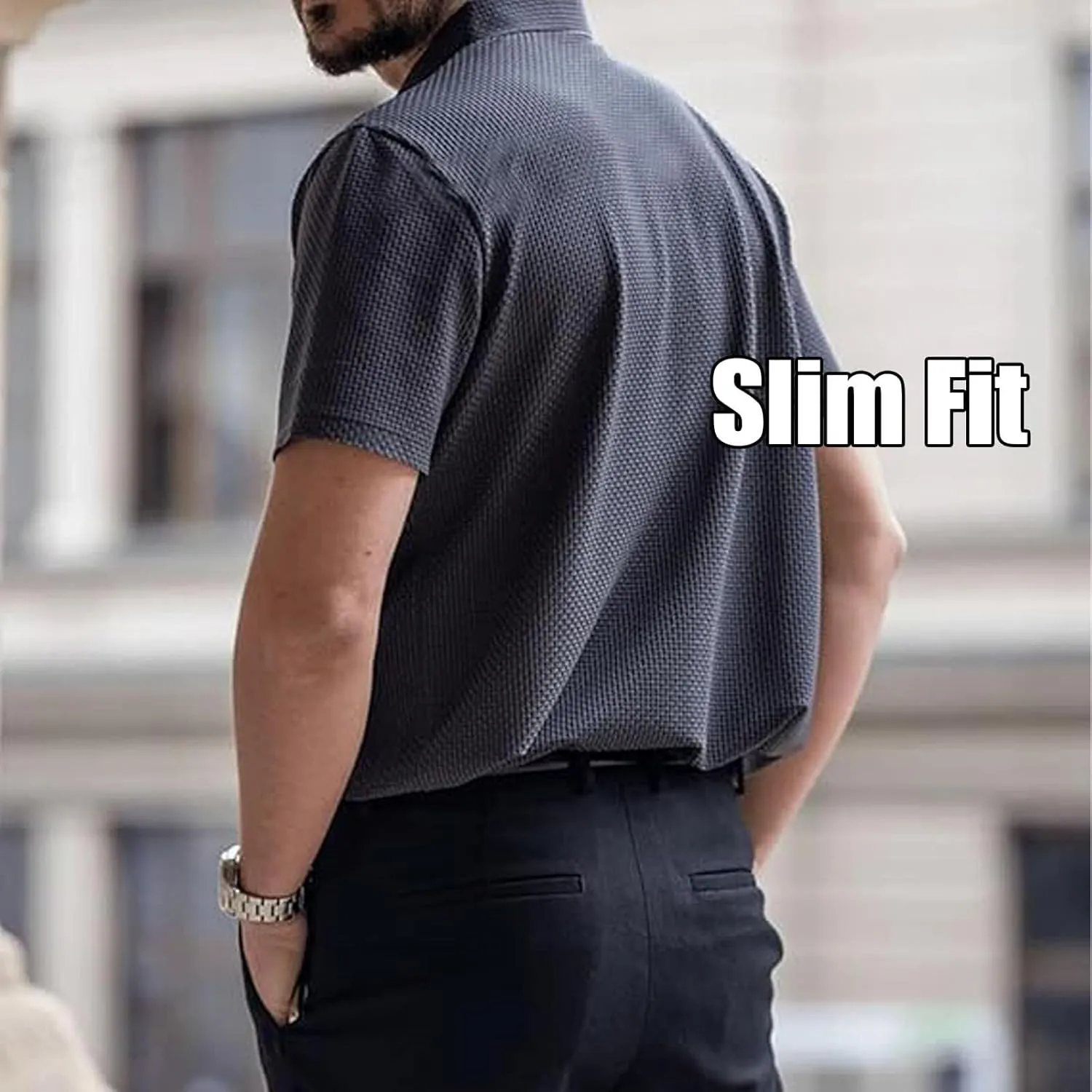 Elavure - The Prestigio Polo Shirt, Men's Short Sleeve Stretch Pique Polo, Quick-Dry Slim Fit Shirt