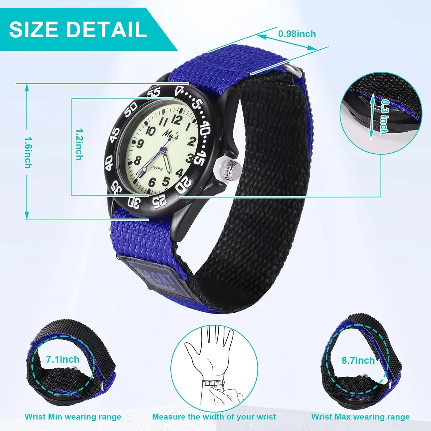 ele ELEOPTION Sport Watch for Men Women Analog Quartz Watch Luminous Military Nylon Strap Hook Loop Wrist Watch Unisex for Teenagers/Students/Adult