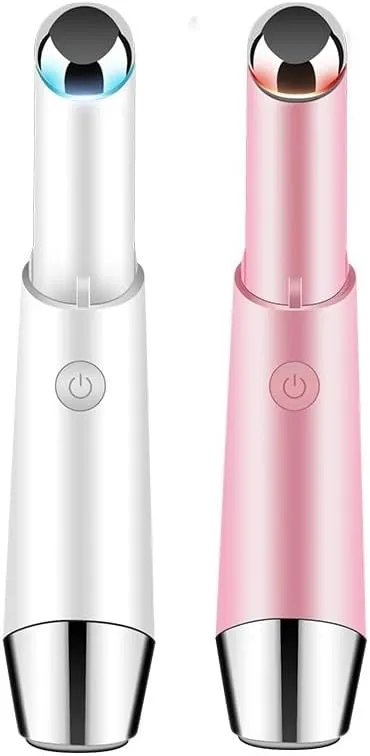 Electric Eye Massager Wand, Rechargeable Facial Massager, Facial Vibrating Treatment, LED Light Treatment, for Dark Circles, Eye Bags, Puffiness Under Eyes(Pink)