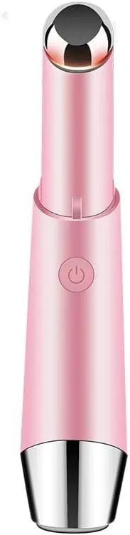 Electric Eye Massager Wand, Rechargeable Facial Massager, Facial Vibrating Treatment, LED Light Treatment, for Dark Circles, Eye Bags, Puffiness Under Eyes(Pink)