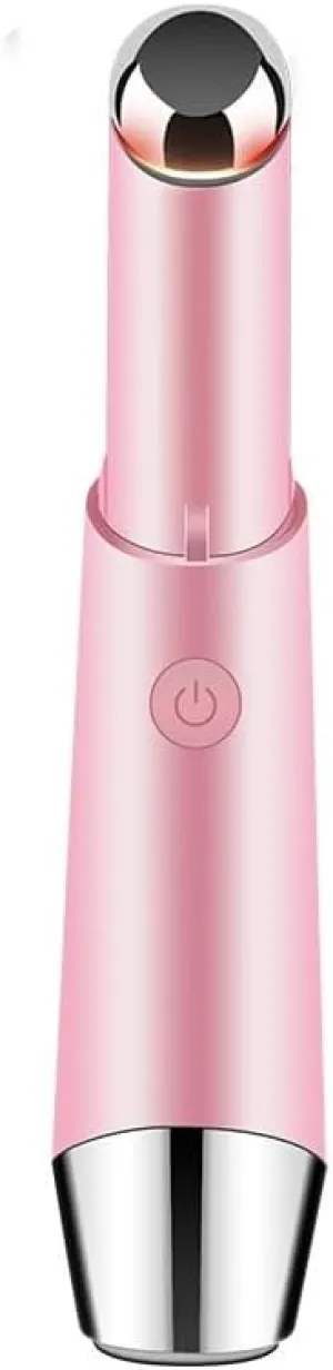 Electric Eye Massager Wand, Rechargeable Facial Massager, Facial Vibrating Treatment, LED Light Treatment, for Dark Circles, Eye Bags, Puffiness Under Eyes(Pink)