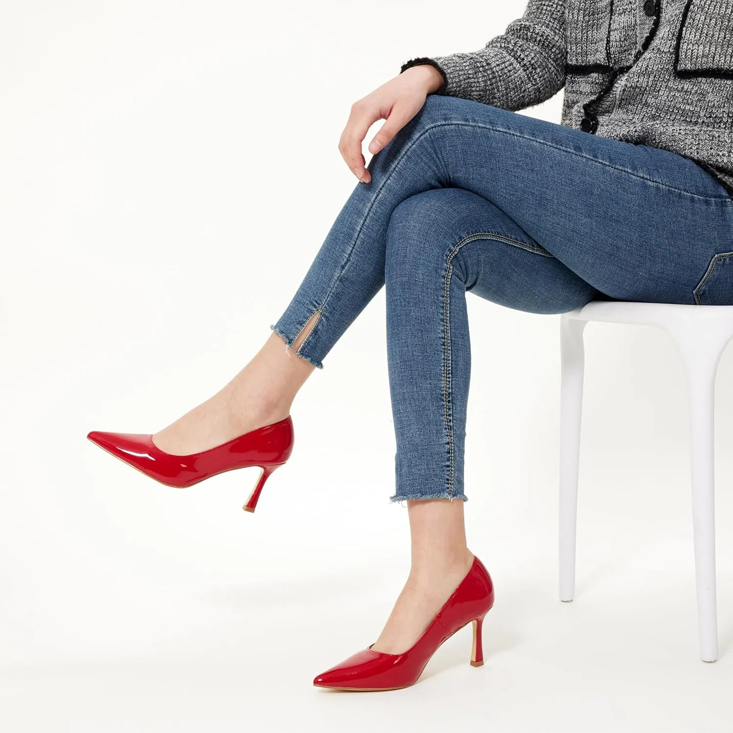 Elisabet Tang Women’s High Heel Closed Toe Pumps Pointed Toe 3.15 inch Heels Shoes Slip On Classic Office Dress Pumps