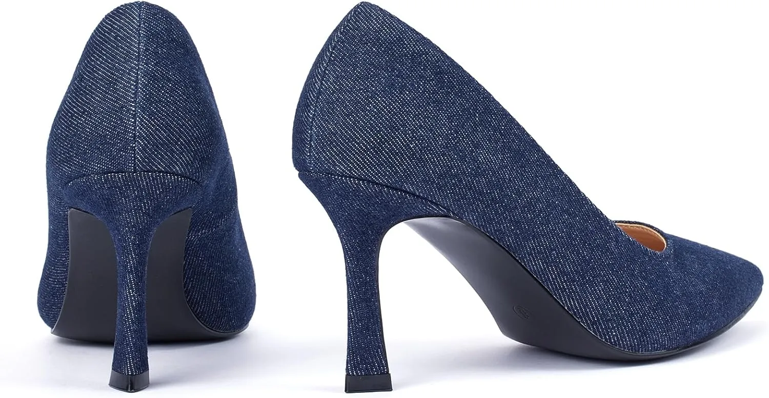 Elisabet Tang Women’s High Heel Closed Toe Pumps Pointed Toe 3.15 inch Heels Shoes Slip On Classic Office Dress Pumps