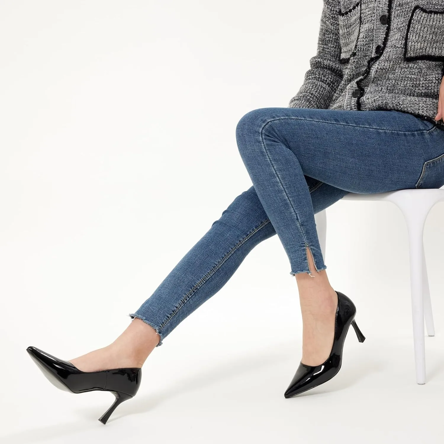 Elisabet Tang Women’s High Heel Closed Toe Pumps Pointed Toe 3.15 inch Heels Shoes Slip On Classic Office Dress Pumps