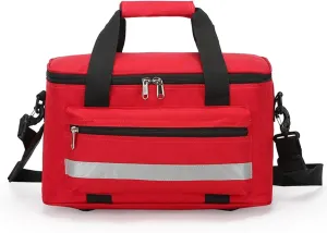 Empty First Aid Bag, Emergency Medical Bag with Reflective Strips, Portable Medicine Storage Bag for Travel, Camping, Car, Outdoor and Home. (Red)