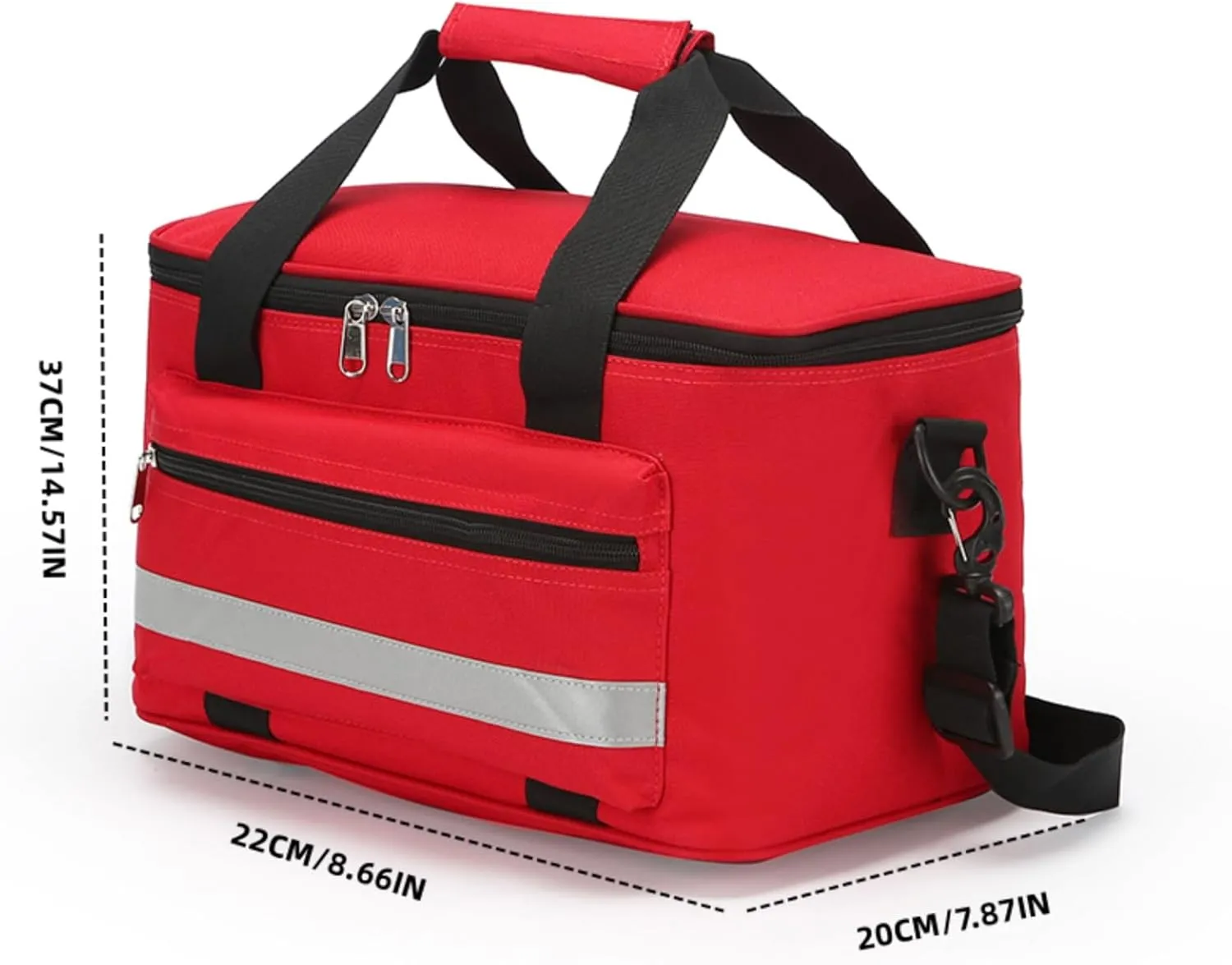 Empty First Aid Bag, Emergency Medical Bag with Reflective Strips, Portable Medicine Storage Bag for Travel, Camping, Car, Outdoor and Home. (Red)