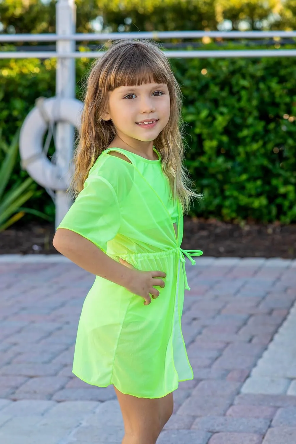 Enlifety Girls Swimsuit 3 Piece Bikini Bathing Suit Quick Dry Swimwear Sun Protection Cover-Up Sets 5-12 Years