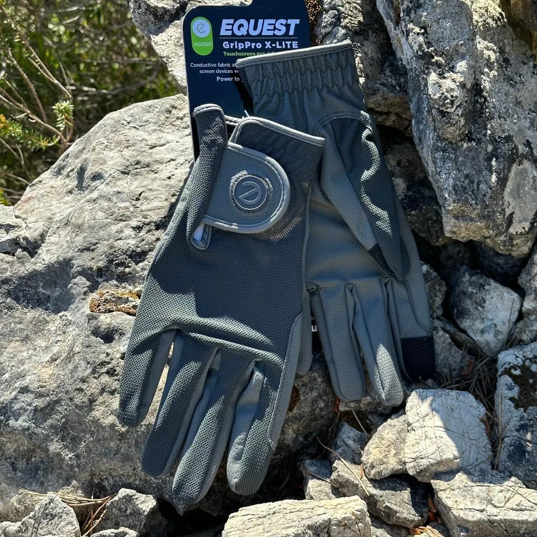 eQUEST GripPro X-LITE Horse Riding Gloves - Lightweight, Breathable, Grippy Non-Slip Material - Comfort Mesh Back - Touchscreen Gloves
