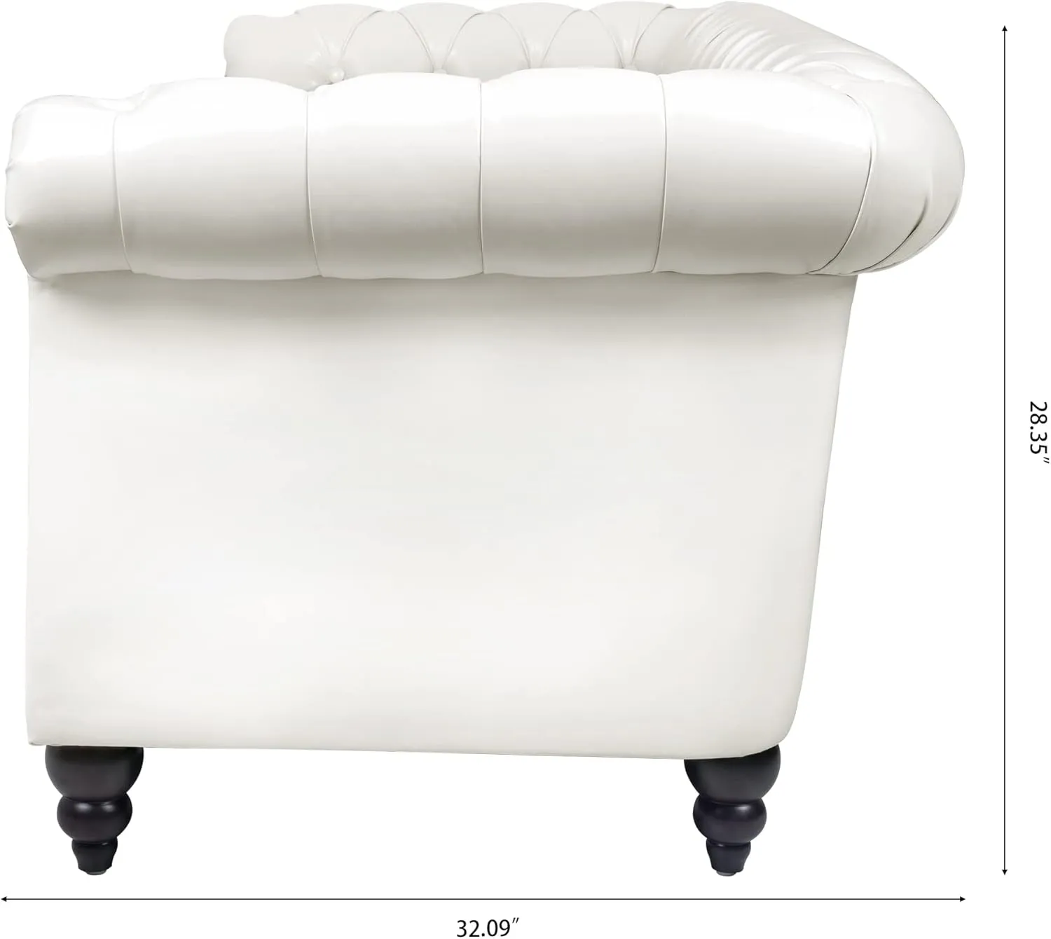 ERYE 3-Seaters Living Room Clasic Chesterfield Sofa Couch Button Tufted PU Leather Upholstered Sofa&Couch with Luxury Roller Armrest Soild Wood Legs Movable Cushions & Nailhead Decor