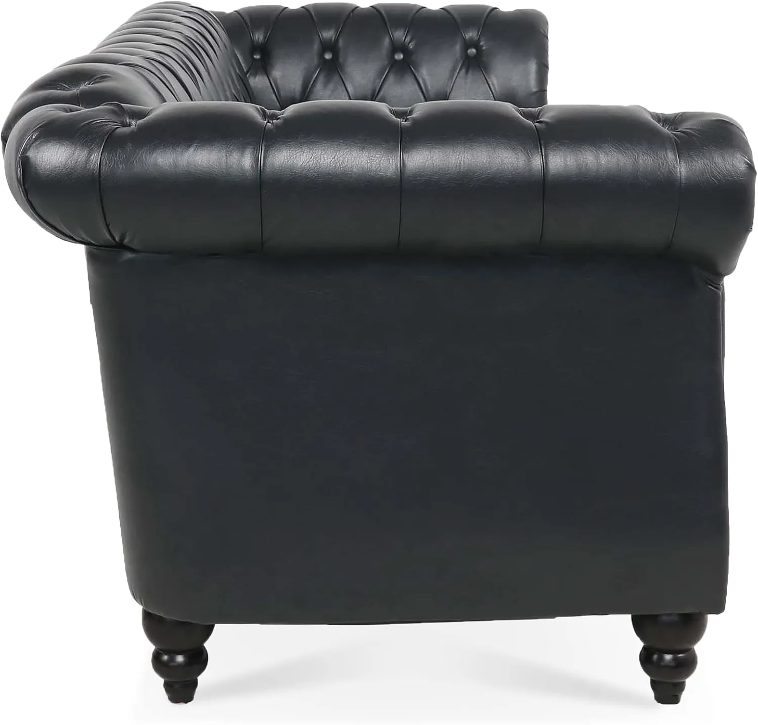 ERYE 3-Seaters Living Room Clasic Chesterfield Sofa Couch Button Tufted PU Leather Upholstered Sofa&Couch with Luxury Roller Armrest Soild Wood Legs Movable Cushions & Nailhead Decor