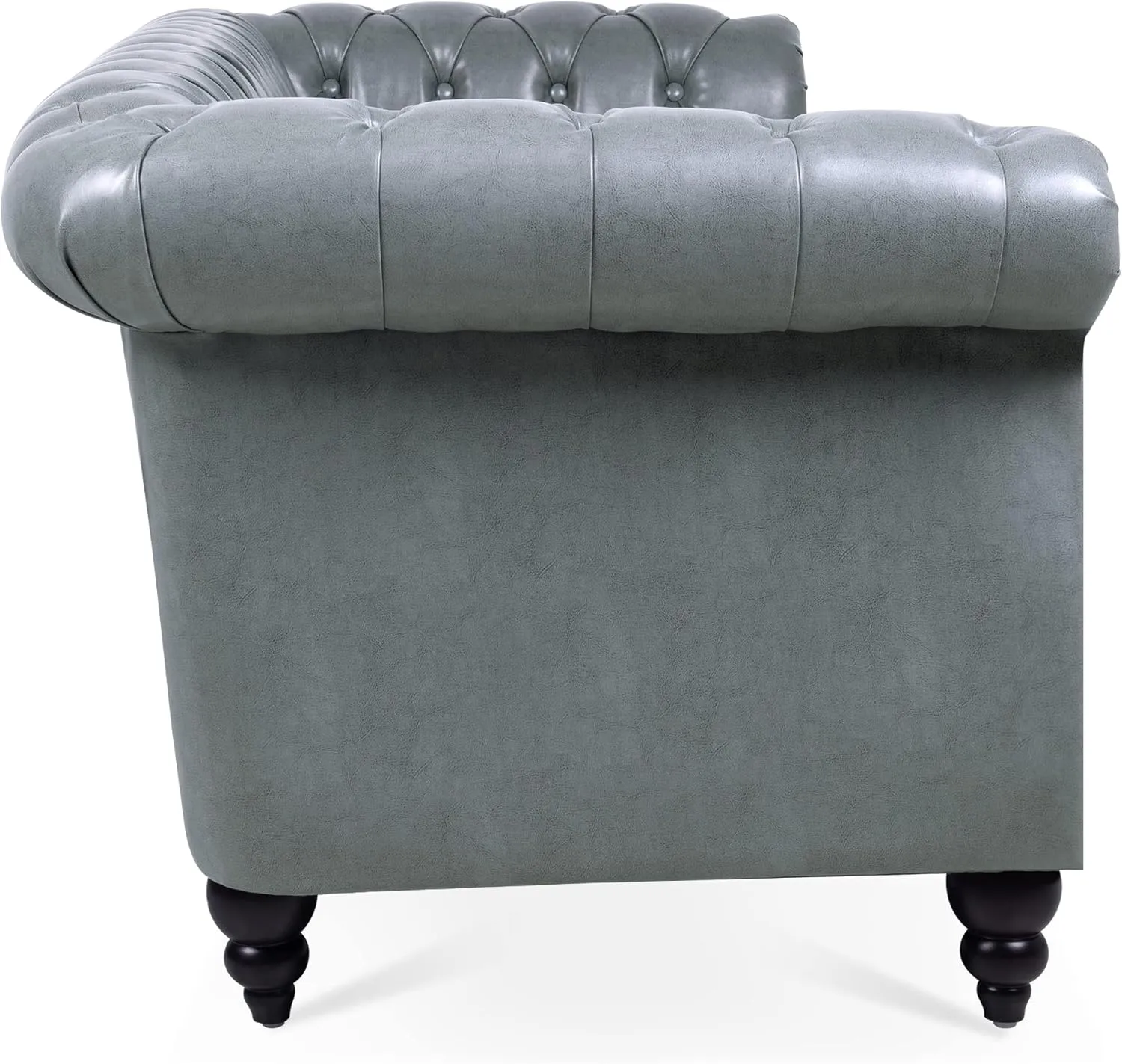 ERYE 3-Seaters Living Room Clasic Chesterfield Sofa Couch Button Tufted PU Leather Upholstered Sofa&Couch with Luxury Roller Armrest Soild Wood Legs Movable Cushions & Nailhead Decor