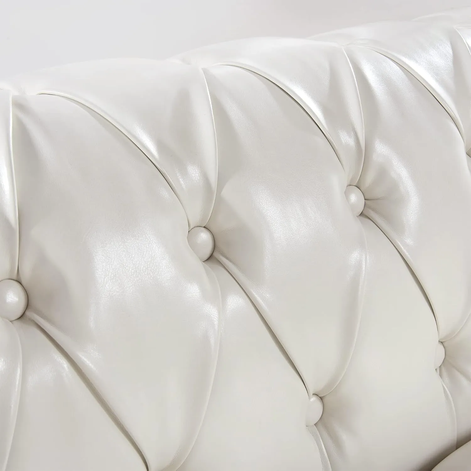 ERYE 3-Seaters Living Room Clasic Chesterfield Sofa Couch Button Tufted PU Leather Upholstered Sofa&Couch with Luxury Roller Armrest Soild Wood Legs Movable Cushions & Nailhead Decor