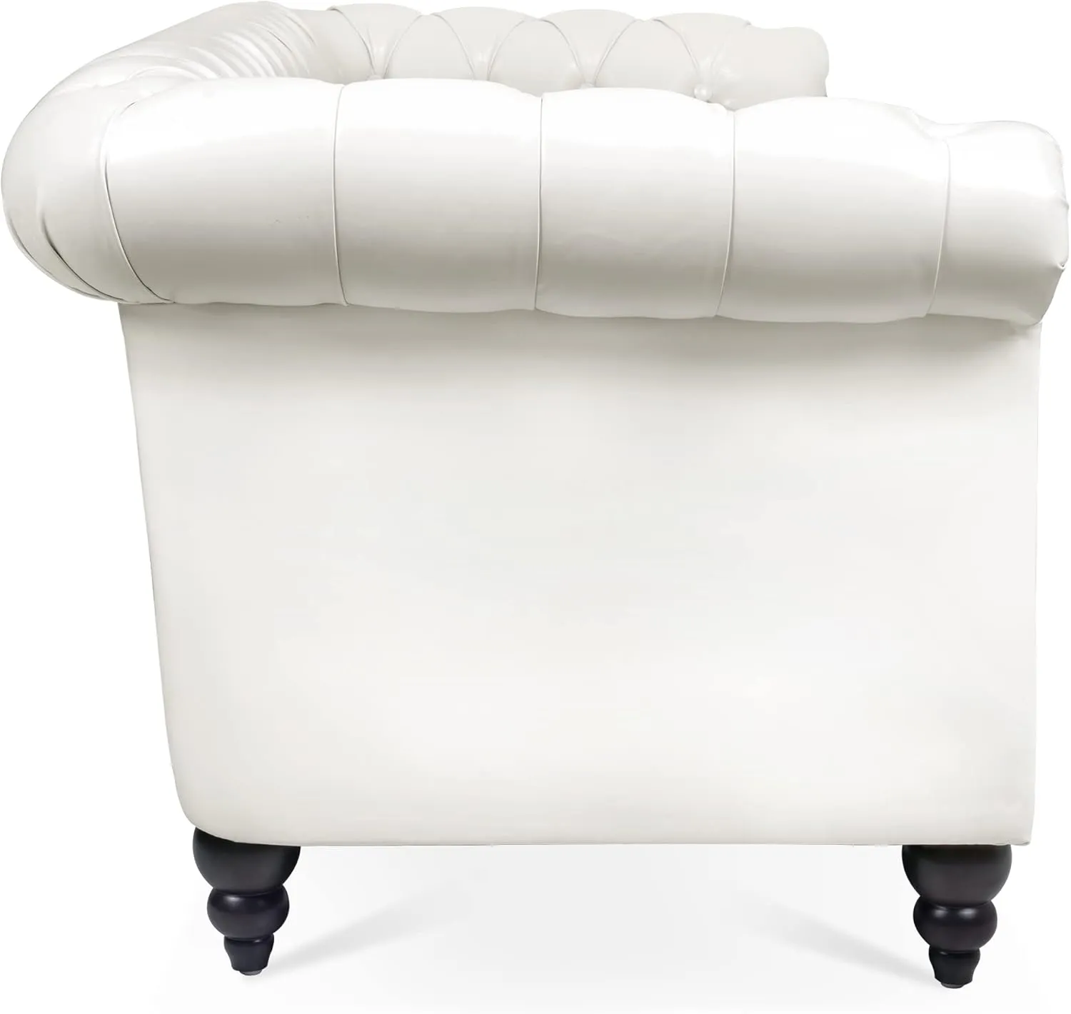 ERYE 3-Seaters Living Room Clasic Chesterfield Sofa Couch Button Tufted PU Leather Upholstered Sofa&Couch with Luxury Roller Armrest Soild Wood Legs Movable Cushions & Nailhead Decor