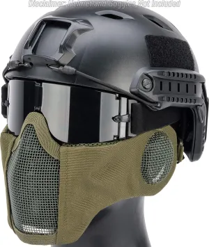 Evike Airsoft - Matrix Carbon Striker Mesh Face Pro w/Integrated Mesh Ear Protection (Color: OD Green)