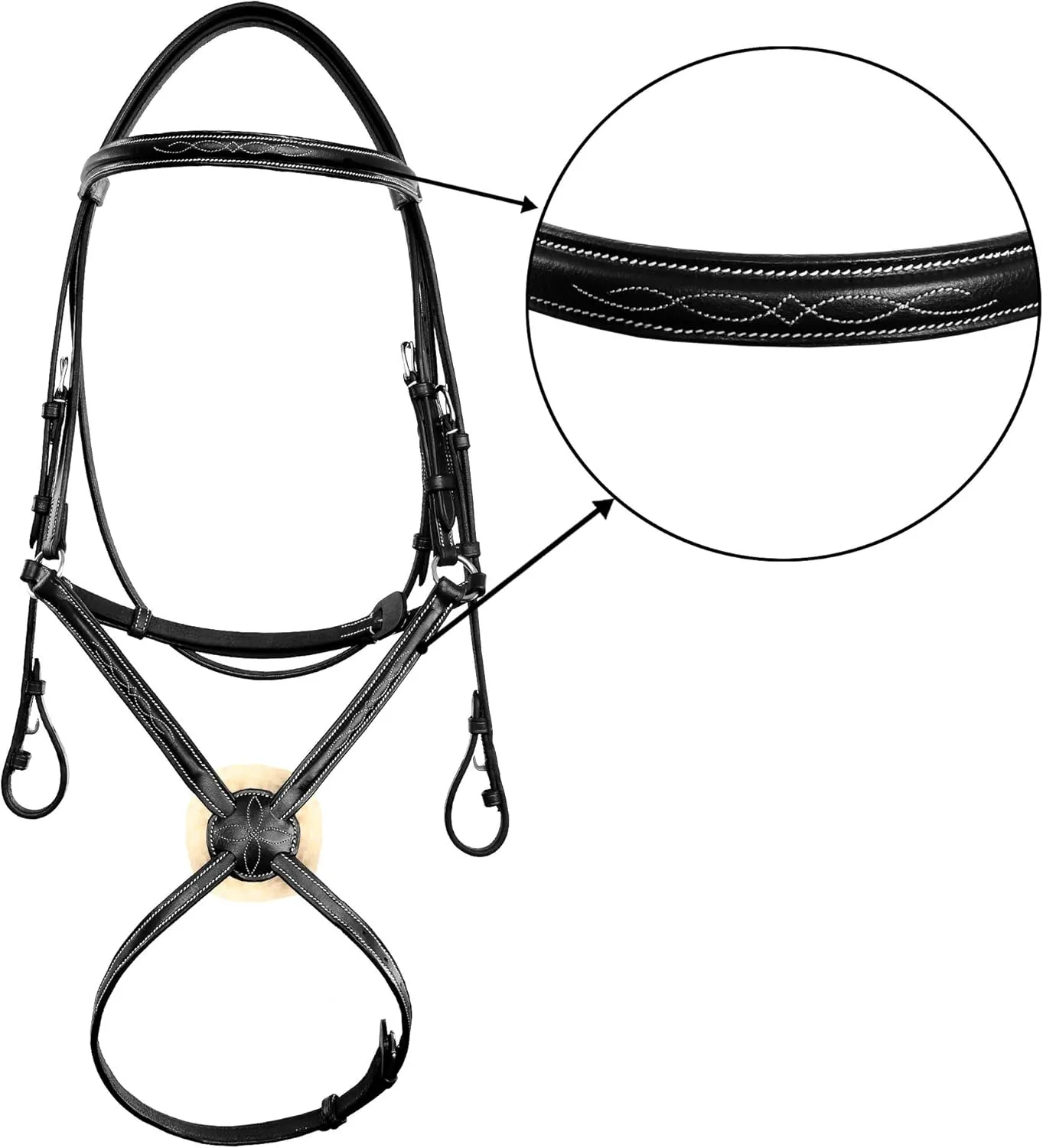 Exion Horse Figure 8 Bridle with Leather Laced Rein | English Jumping Figure 8 Bridle for Horses