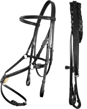 Exion Horse Figure 8 Bridle with Leather Laced Rein | English Jumping Figure 8 Bridle for Horses