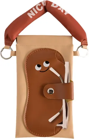 Eyeglass Case - Soft PU Sunglasses Bag, Eyeglass Pouch, PU Leather Phone Organizer Holder - 2-in-1 Stylish Cellphone Pouch,