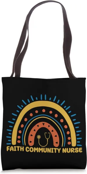 Faith Community Nurse Boho Rainbow Religious Church Nursing Tote Bag