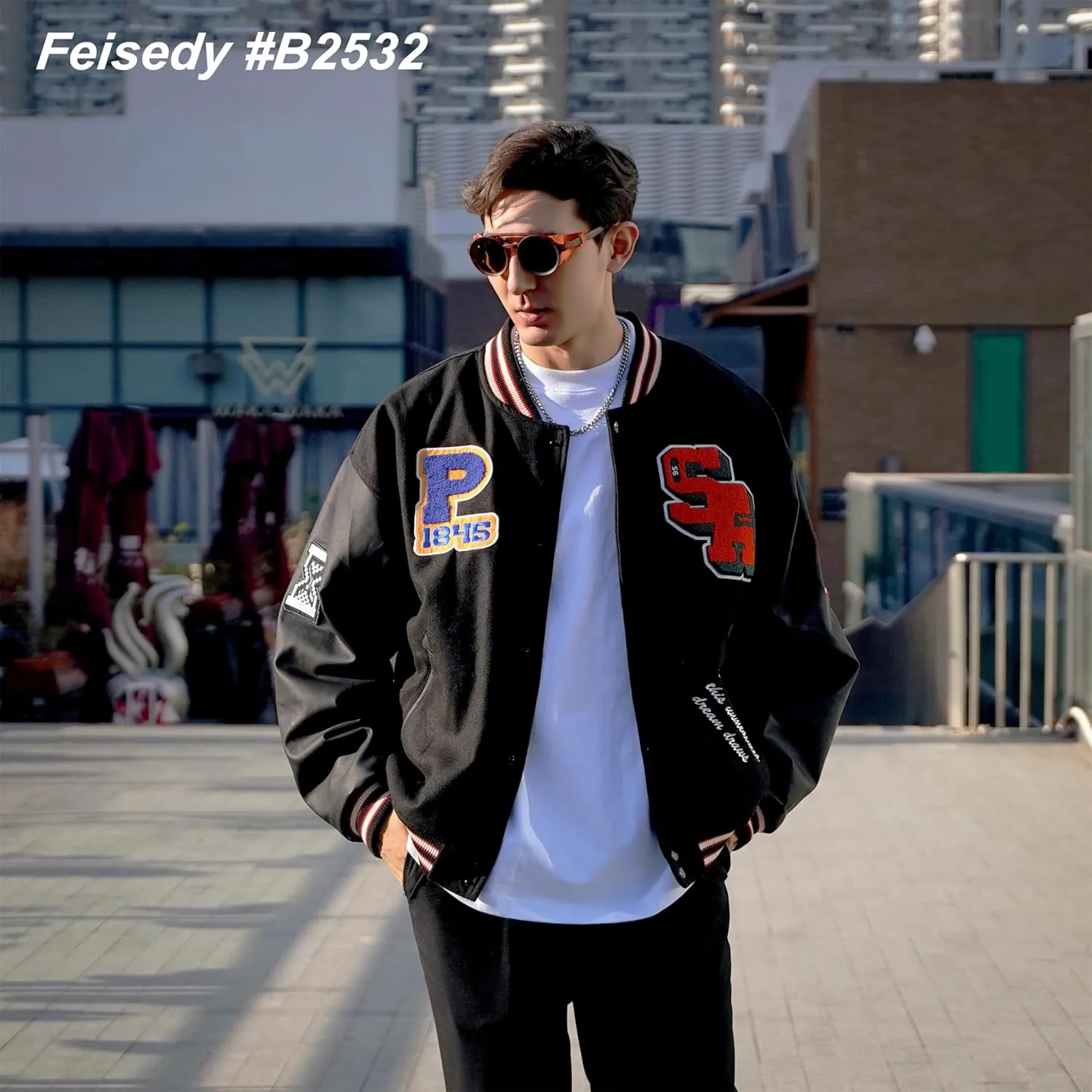 FEISEDY Retro Round Steampunk Sunglasses Women Men Vintage Eyewear Light Plastic Frame with Leatherwear B2532