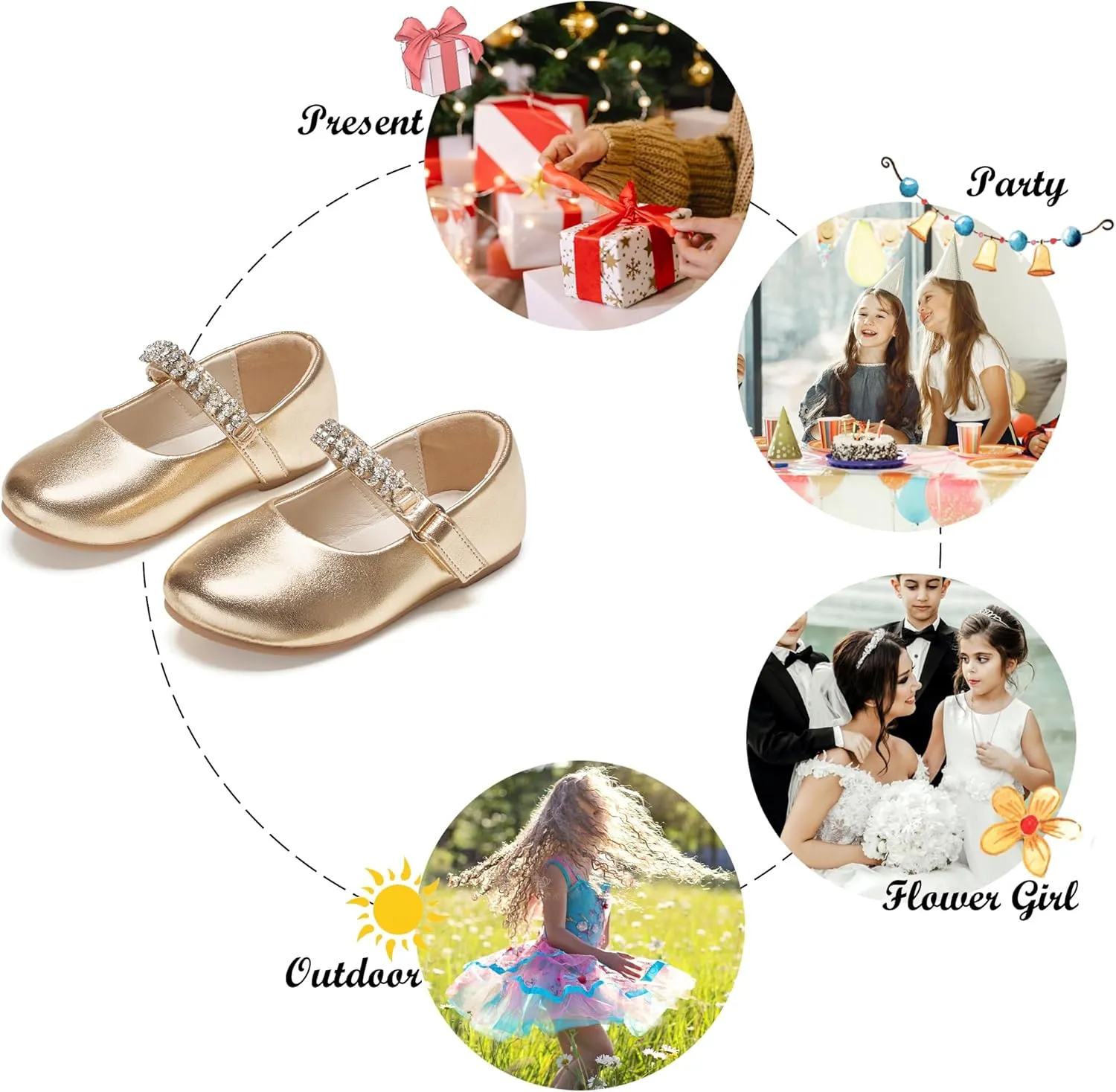 Felix & Flora Toddler Flower Girl Dress Shoes - Girl Ballet Flats Party School Shoes Wedding