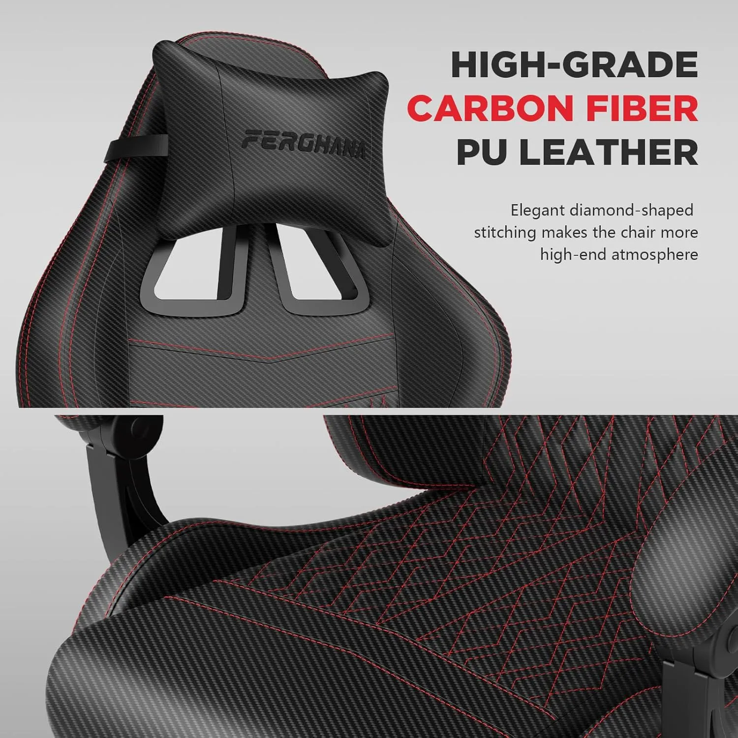Ferghana Vintage PU Leather Gaming Chair, Ergonomic Gamer Chair with Massage, High Back Computer Office Chair with Footrest for Adults, Racing Style Reclining Video Game Chair (Black)