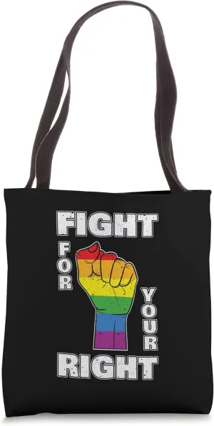 Fight For Your Right Rainbow Flag Fist Demo Demonstration Tote Bag