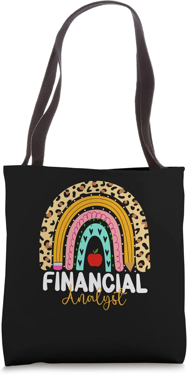 Financial Analyst Leopard Rainbow Finance Back Work Tote Bag