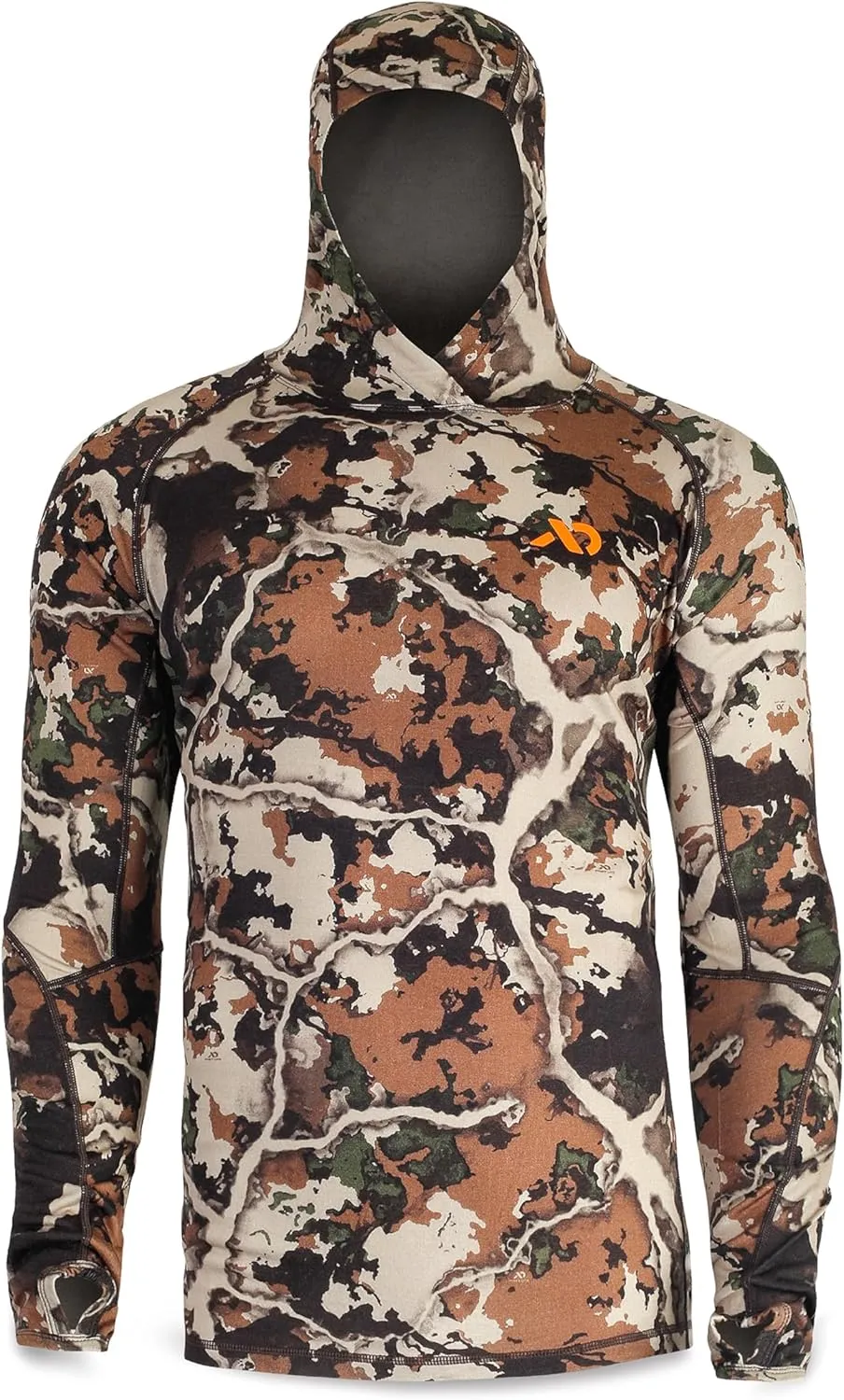 First Lite Men’s Wick Hoody - Merino Wool Ultralight Camo Hunting Base Layer, Quick Dry, UV Protection Hunting Clothing