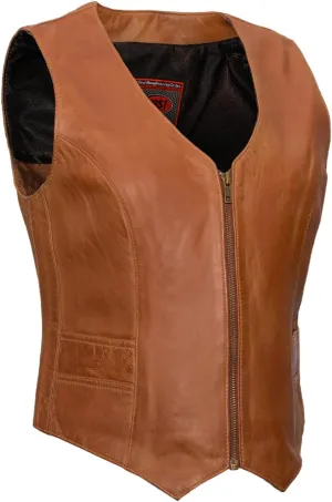 First Mfg Co - Savannah - Women's Motorcycle Biker Riding Leather Vest