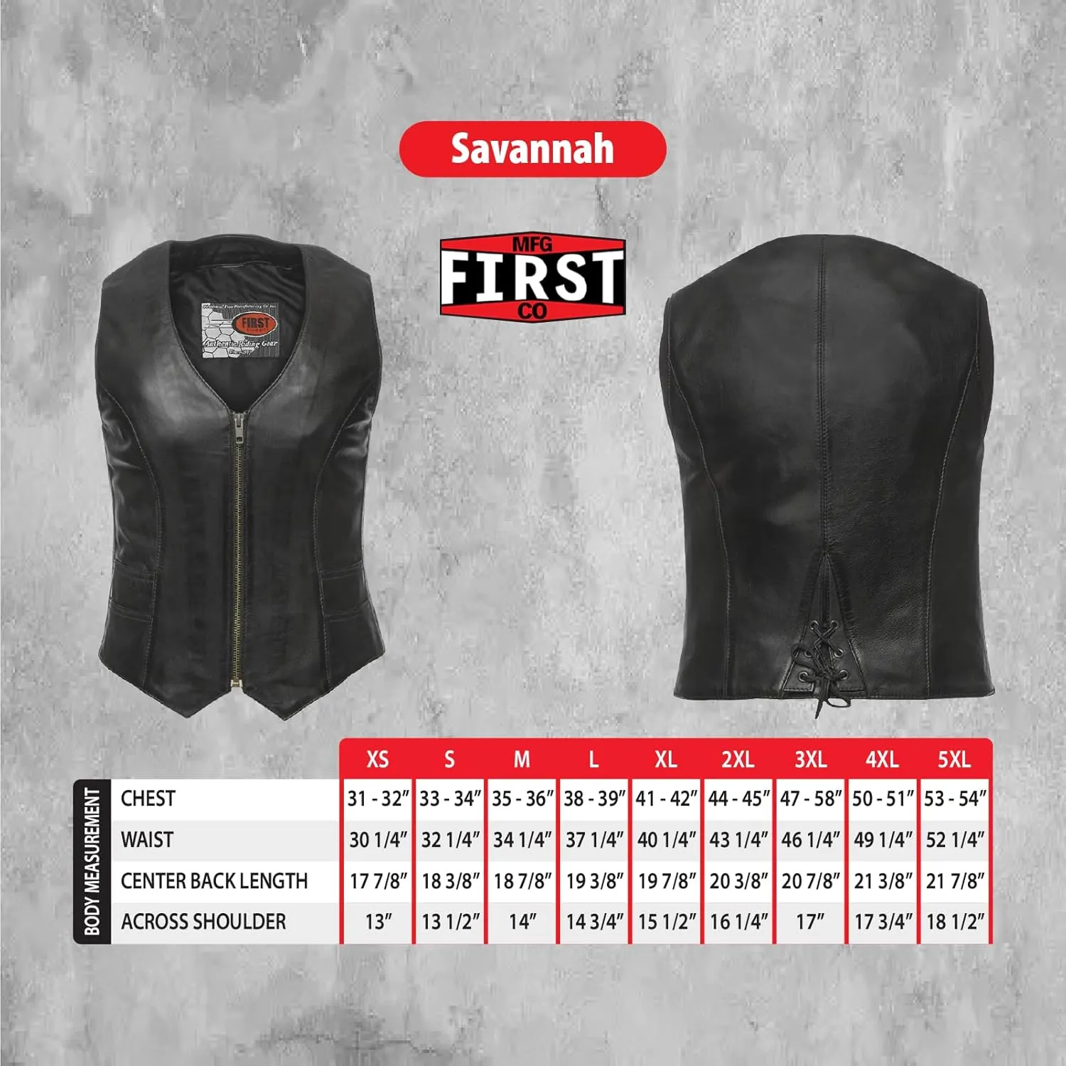 First Mfg Co - Savannah - Women's Motorcycle Biker Riding Leather Vest