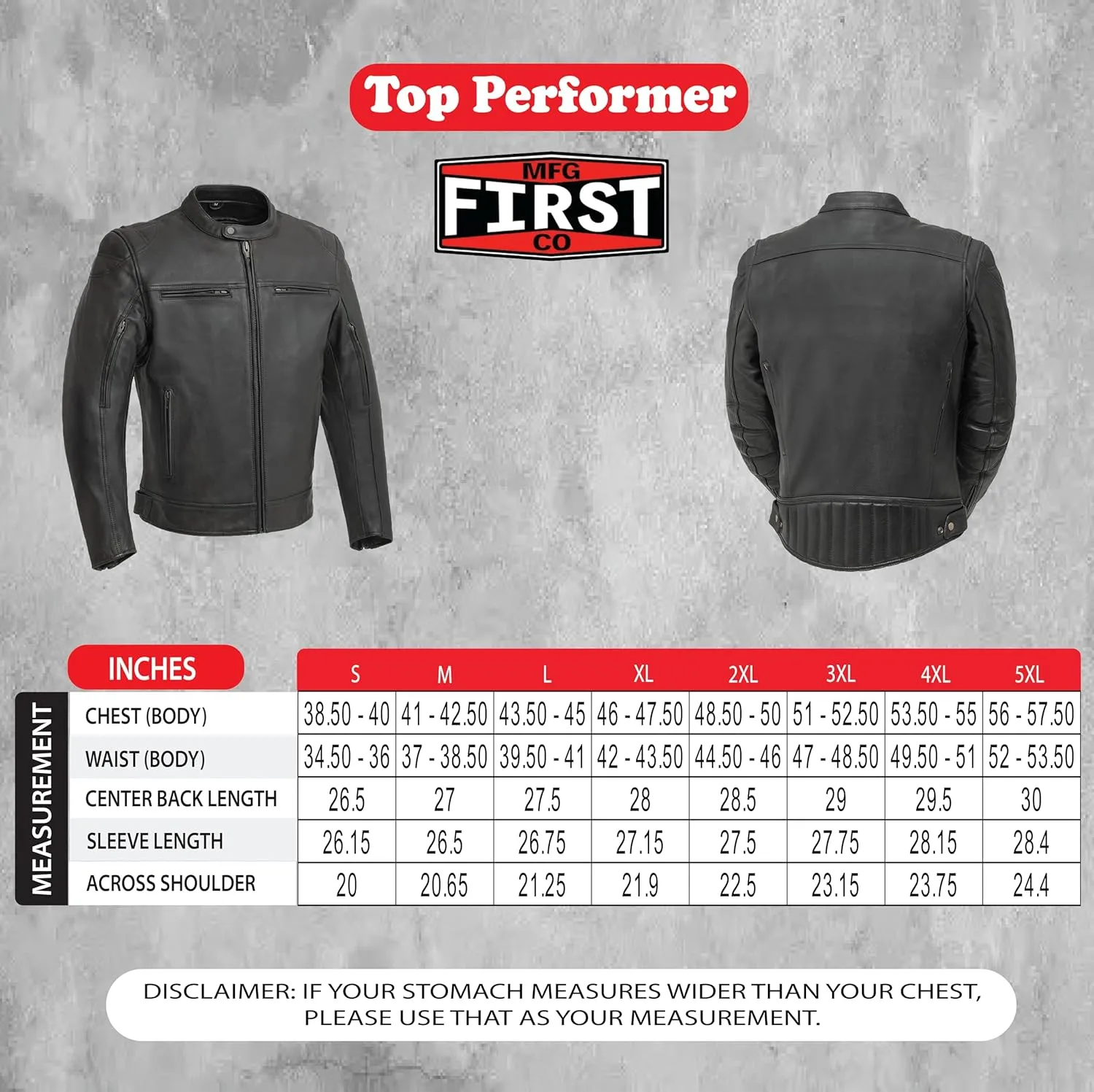 First Mfg Co - Top Performer - Men's Motorcycle Biker Riding Leather Jacket