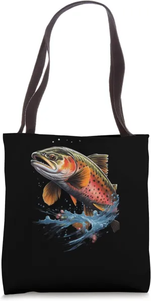 Fisherman Fly Fishing Rainbow Trout Fish Tote Bag