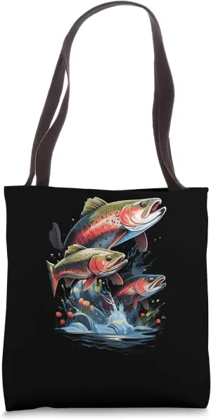 Fisherman Fly Fishing Rainbow Trout Fish Tote Bag