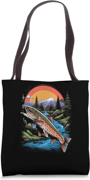 Fisherman Fly Fishing Rainbow Trout Fish Tote Bag