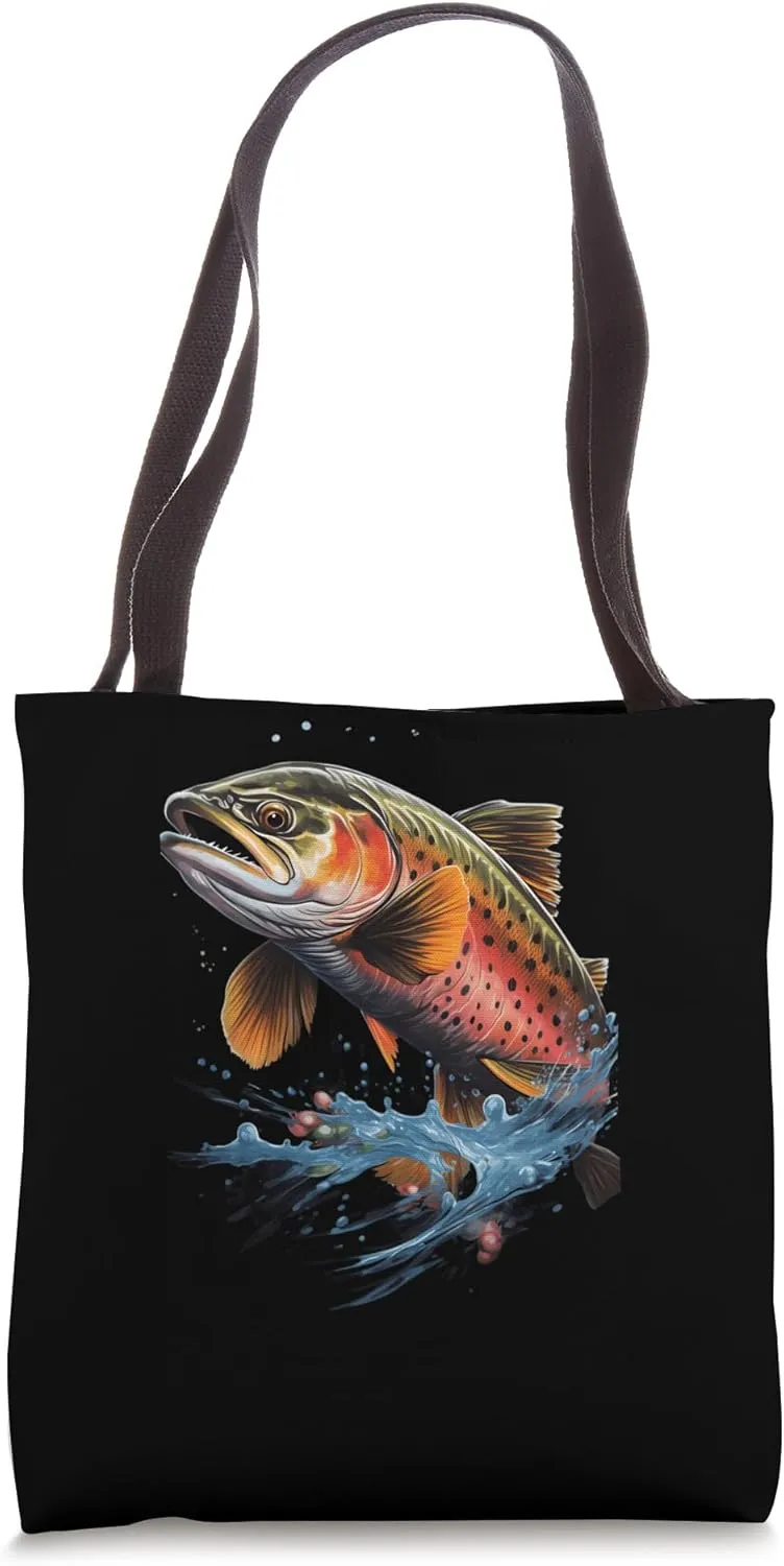 Fisherman Fly Fishing Rainbow Trout Fish Tote Bag