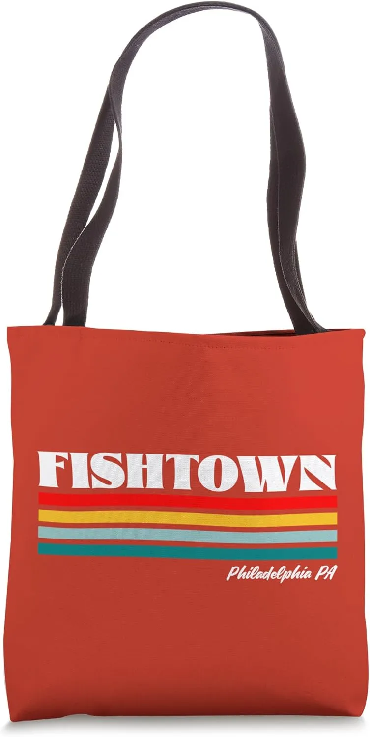 FISHTOWN Philadelphia PA Retro Rainbow Stripes Design Tote Bag