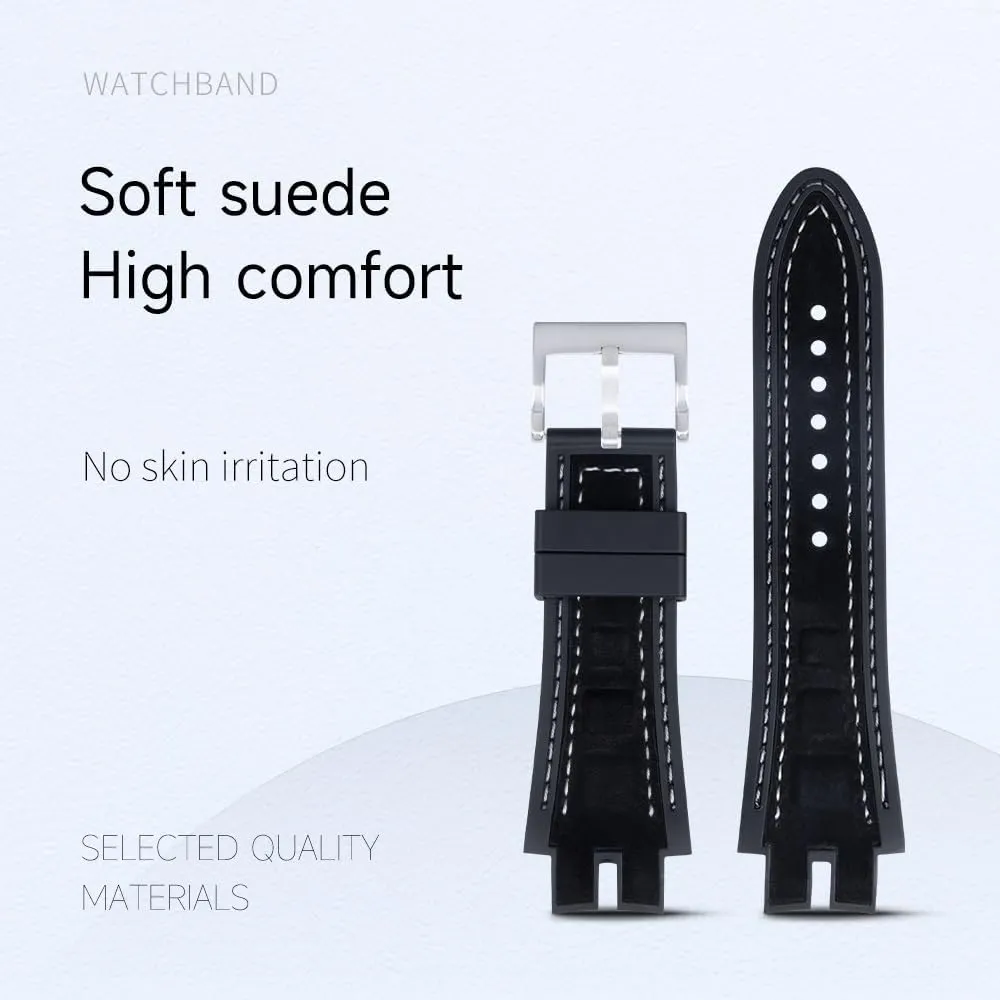 Fit For Roger Dubuis Strap For EXCALIBUR Series 28mm Nubuck Leather Belt Silicone Watch Band Accessories
