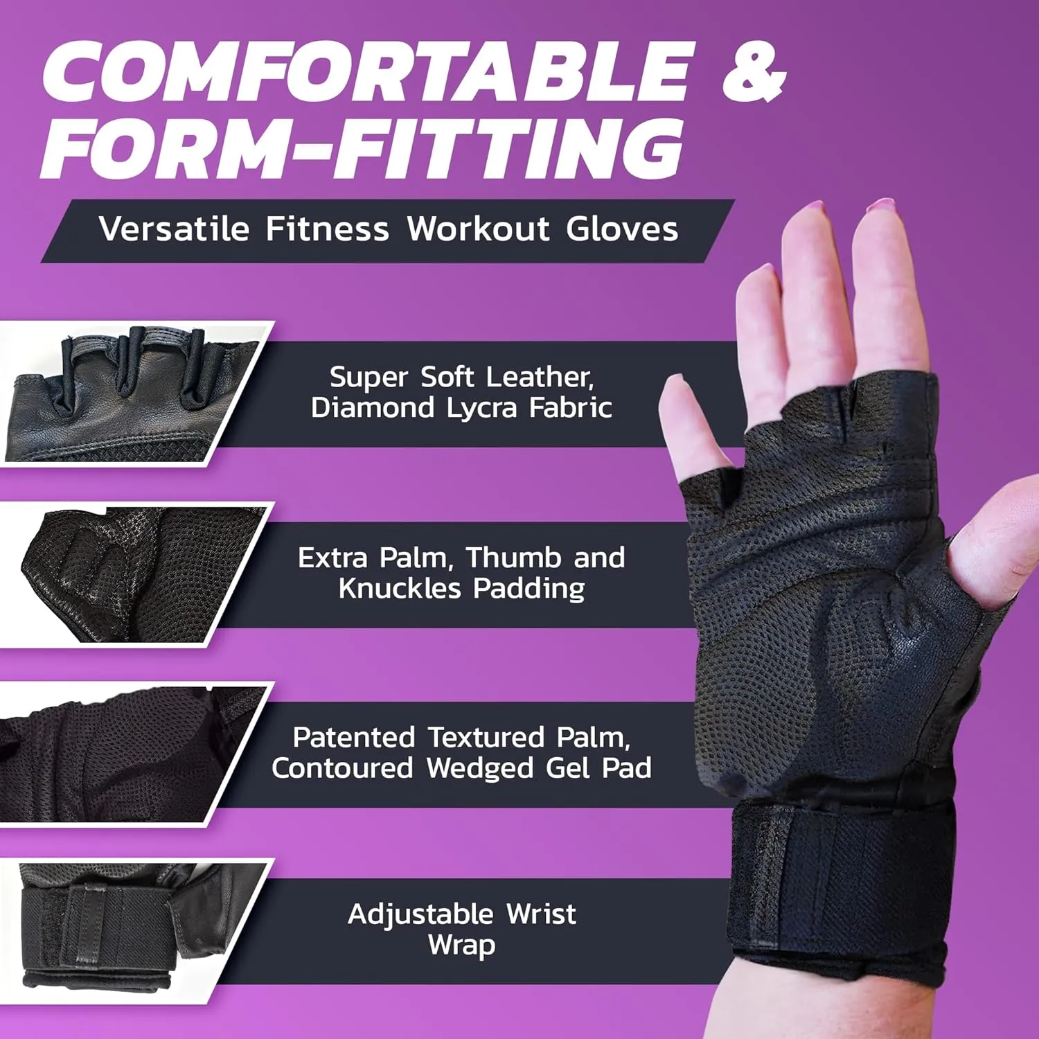 Fitness Fingerless Gloves for Gym Workout & Training, Gym Equipment, Workout Gloves Women /Men Use with Patented Ergonomic Gel Pad, Small