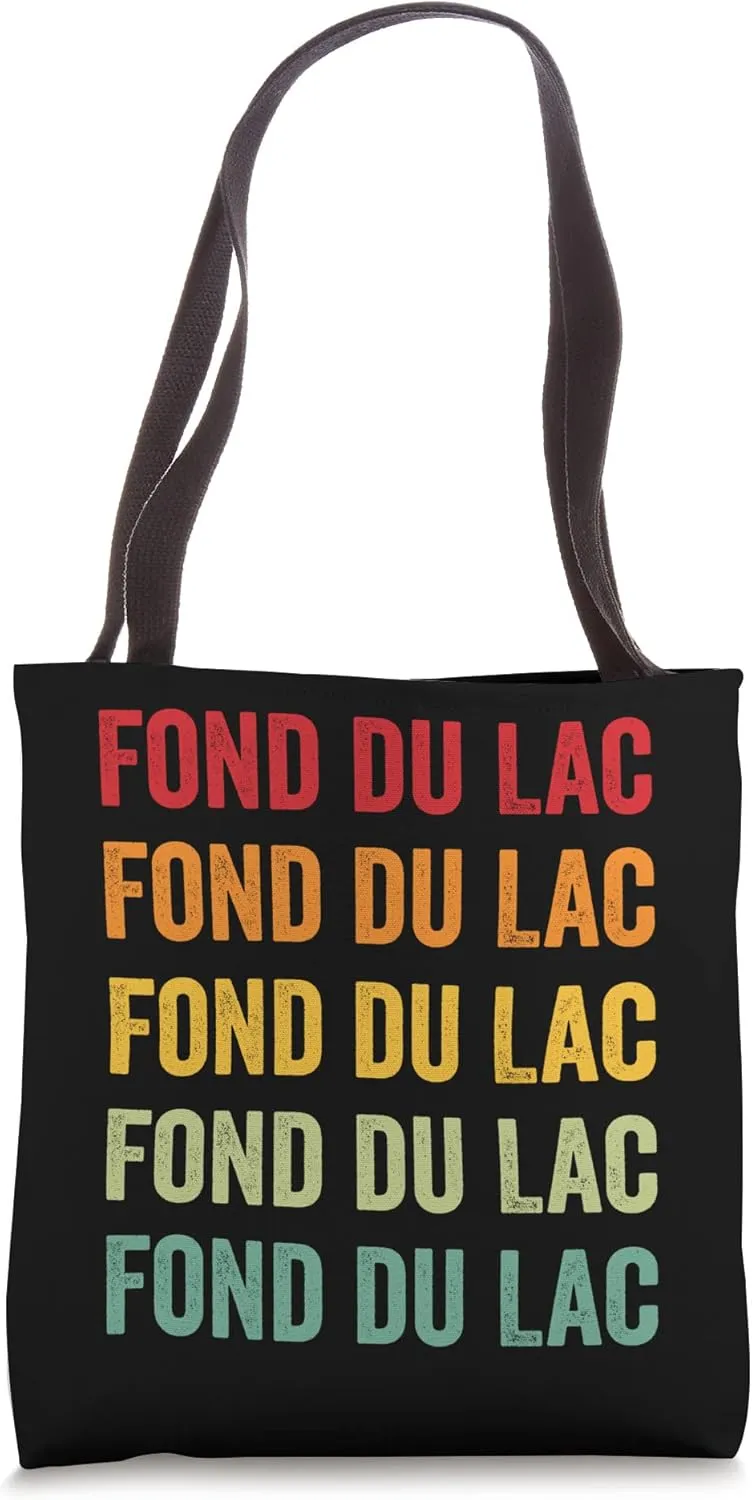 Fond du Lac County, Wisconsin, Rainbow Text Design Tote Bag