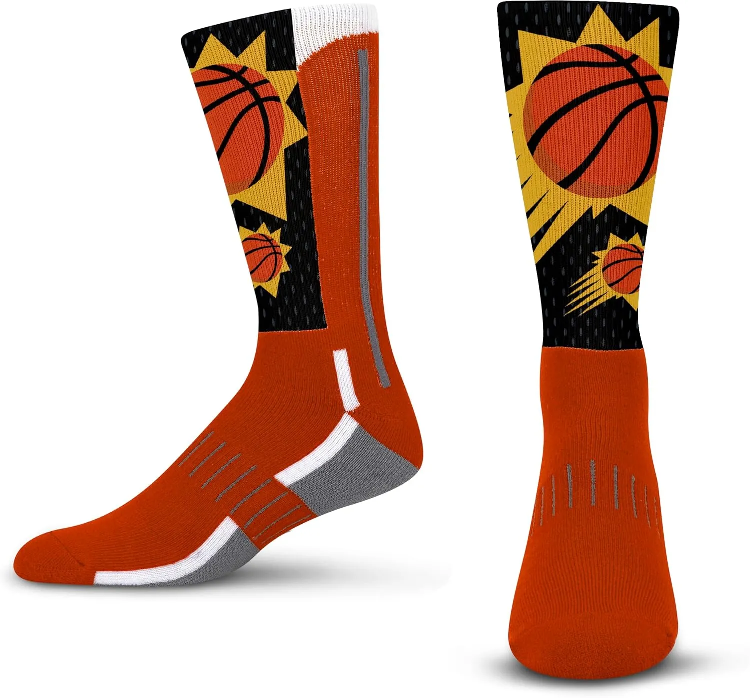 For Bare Feet Men's NBA Logo Zoom Mesh Primary Crew Sock Large