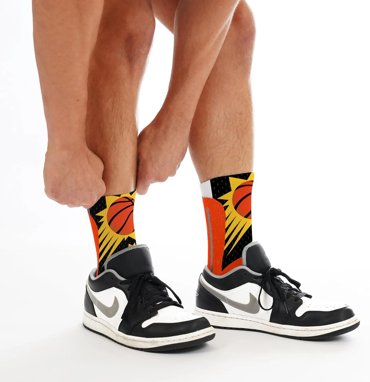 For Bare Feet Men's NBA Logo Zoom Mesh Primary Crew Sock Large