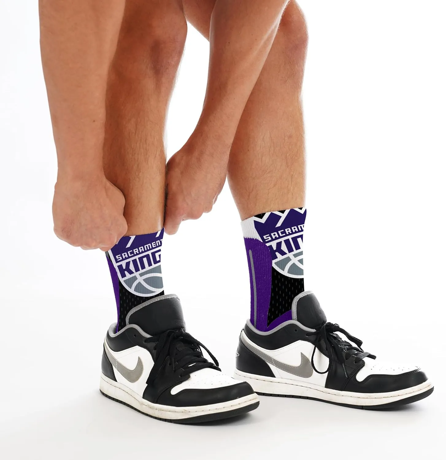 For Bare Feet Men's NBA Logo Zoom Mesh Primary Crew Sock Large