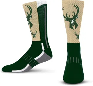 For Bare Feet Men's NBA Logo Zoom Mesh Secondary Color Crew Sock Large