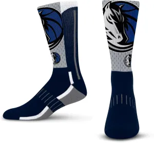 For Bare Feet Men's NBA Logo Zoom Mesh Secondary Color Crew Sock Large