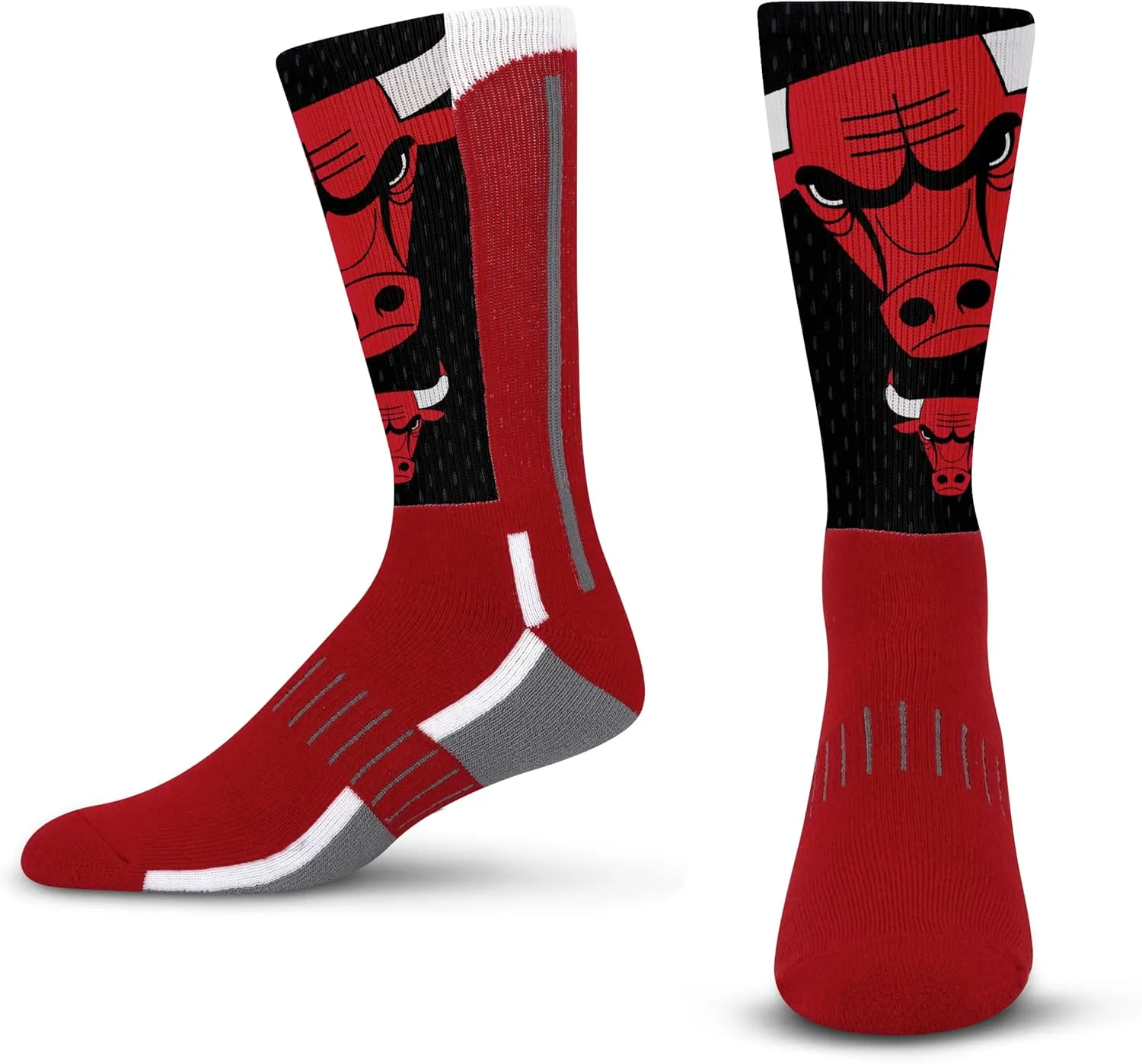 For Bare Feet Men's NBA Logo Zoom Mesh Secondary Color Crew Sock Large