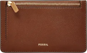 Fossil Women's Logan Leather Wallet Slim Minimalist Zip Card Case with Keychain, Brown (Model: SL7925200)